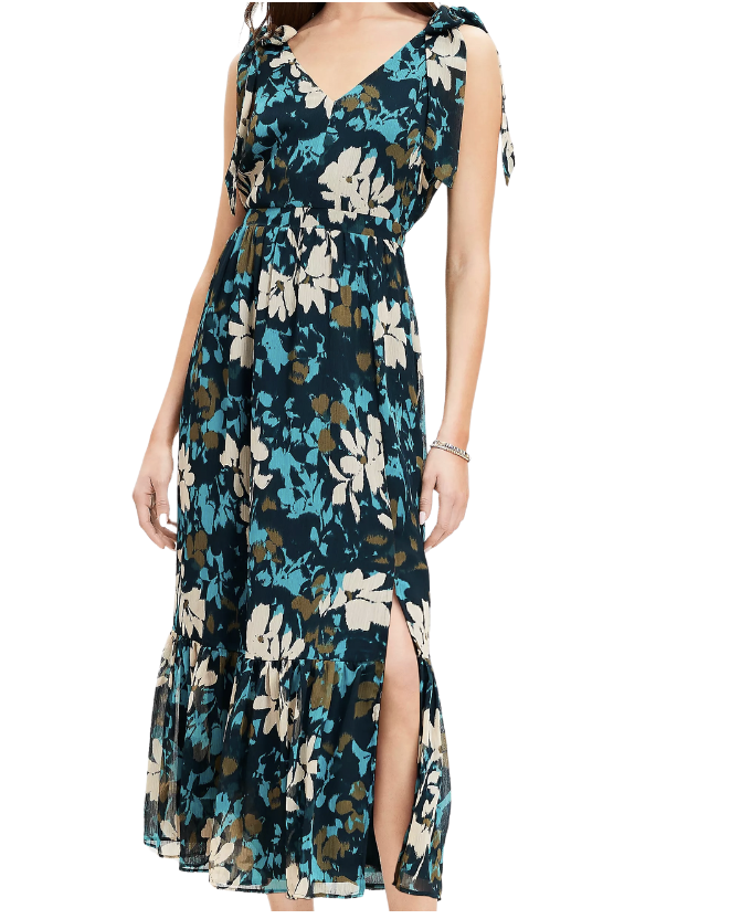 Floral Tie Strap Maxi Dress